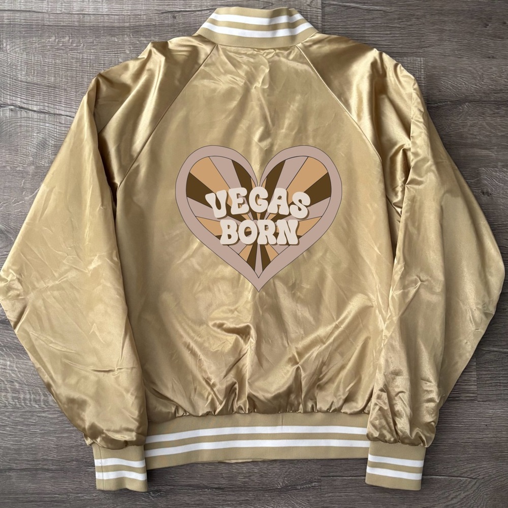 Gold Vegas Born Varsity Satin Jacket Golden Knights